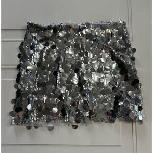 Altar'd State SKIRT Size XS Silver SEQUIN Mini LINED SIDE ZIP PARTY NWT